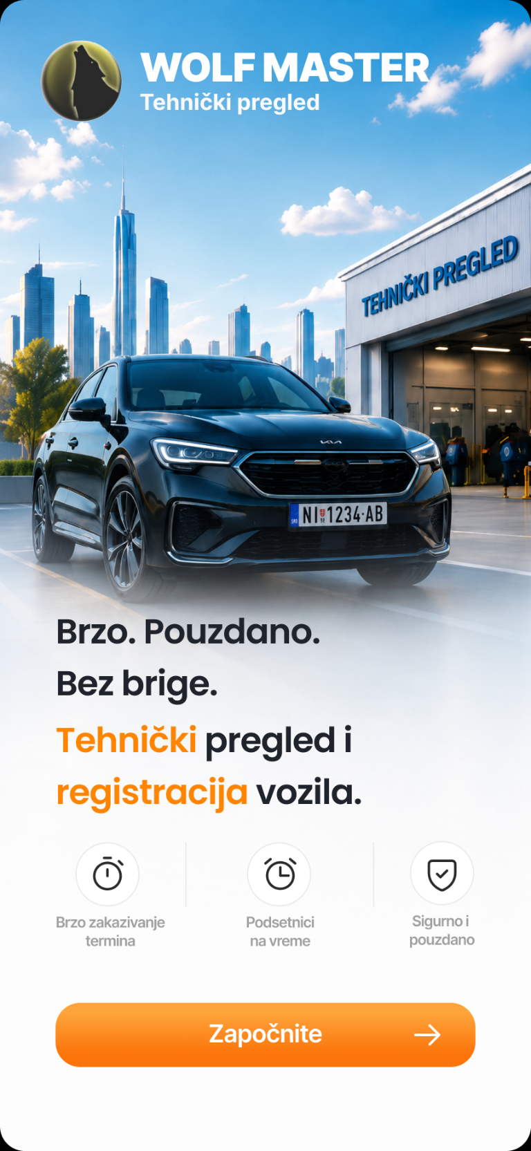 Početni ekran WOLF MASTER mobilne aplikacije